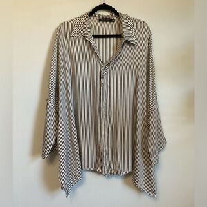 Join Clothes Black White Striped Top One Size